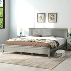 Cama de plataforma tamaño King de madera maciza moderna, elegante y duradera