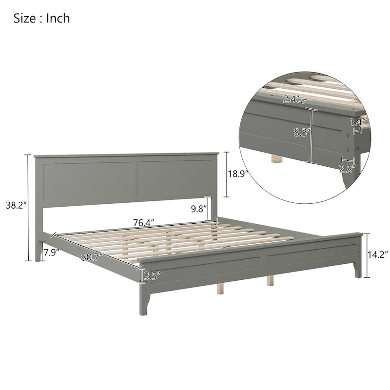 Cama de plataforma tamaño King de madera maciza moderna, elegante y duradera