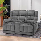 Sofá reclinable biplaza eléctrico con consola, vibración y calor, puertos de carga USB RS6234