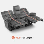 Sofá reclinable biplaza eléctrico con consola, vibración y calor, puertos de carga USB RS6234