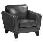 Sillón decorativo de 37 pulgadas, piel flor y cuero sintético gris oscuro, madera maciza