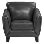 Sillón decorativo de 37 pulgadas, piel flor y cuero sintético gris oscuro, madera maciza