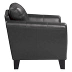 Sillón decorativo de 37 pulgadas, piel flor y cuero sintético gris oscuro, madera maciza