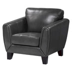 Sillón decorativo de 37 pulgadas, piel flor y cuero sintético gris oscuro, madera maciza