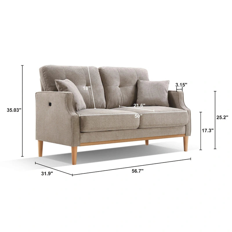Sofá biplaza de 2 plazas, carga USB