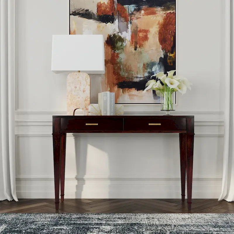 Kai 2 Drawer 46 Burl Wood Console Table