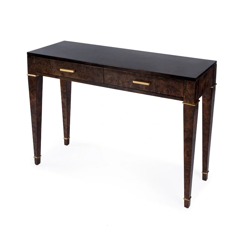Mesa consola de madera de raíz con 2 cajones de 46 pulgadas