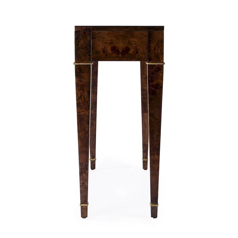 Mesa consola de madera de raíz con 2 cajones de 46 pulgadas