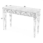 Mesa consola de madera de raíz con 2 cajones de 46 pulgadas
