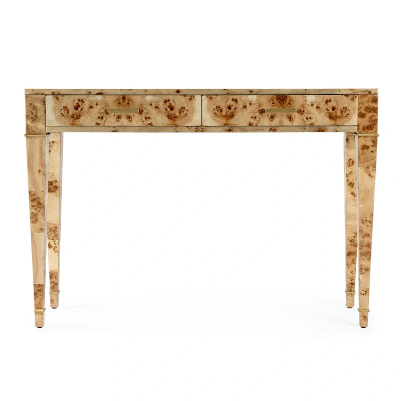 Mesa consola de madera de raíz con 2 cajones de 46 pulgadas