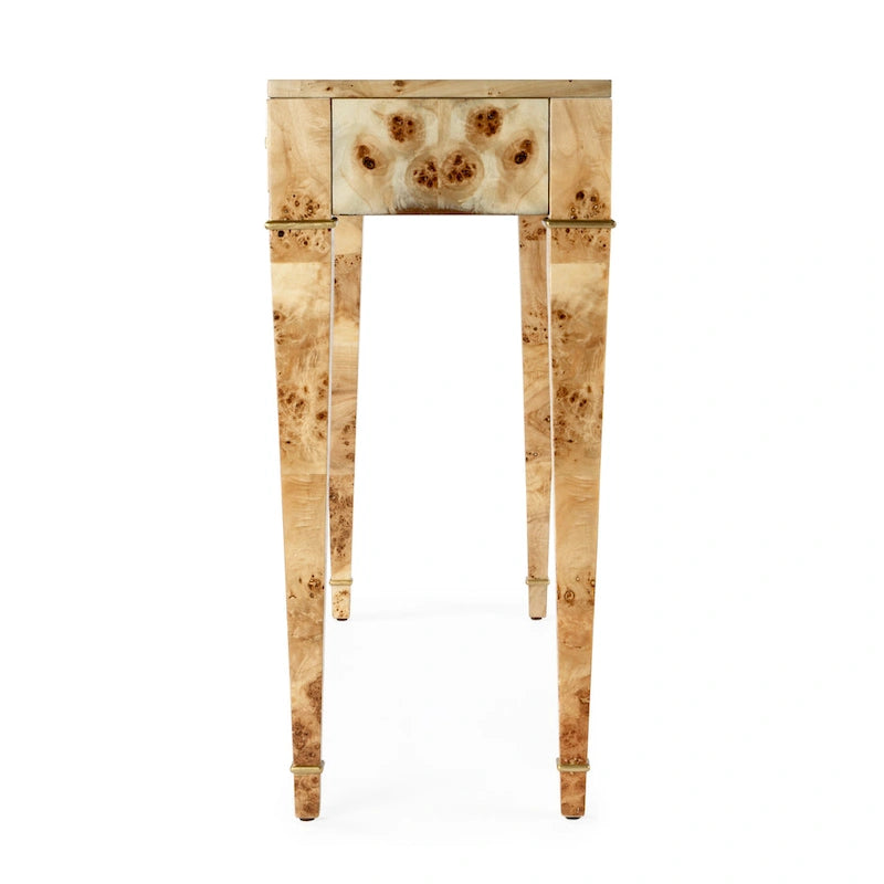 Mesa consola de madera de raíz con 2 cajones de 46 pulgadas