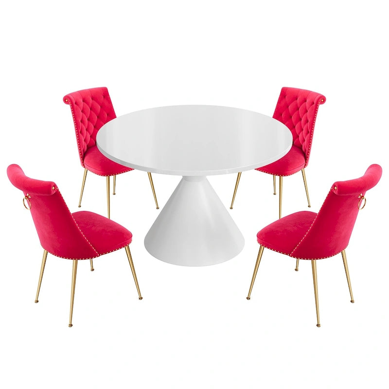 48 Mesa de comedor de lujo ligera blanca de alto brillo con encimera grande