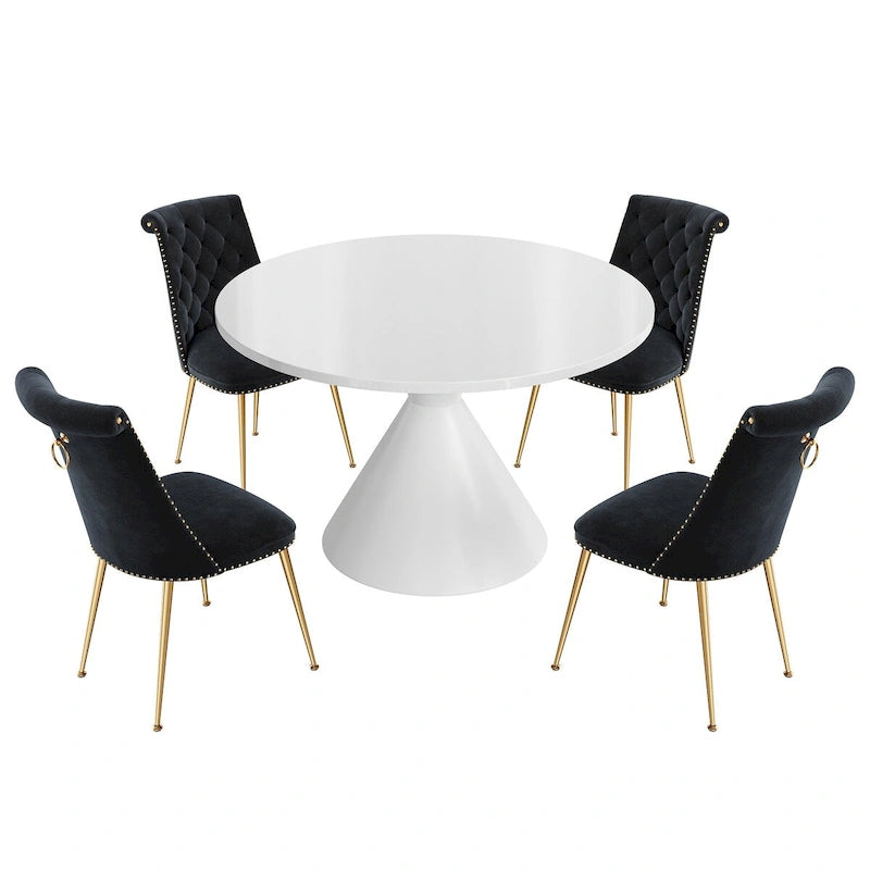 48 Mesa de comedor de lujo ligera blanca de alto brillo con encimera grande