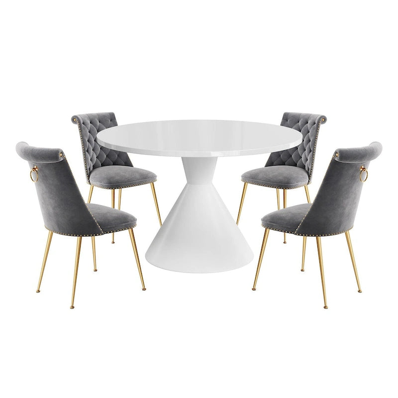 48 Mesa de comedor de lujo ligera blanca de alto brillo con encimera grande