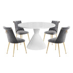 48 Mesa de comedor de lujo ligera blanca de alto brillo con encimera grande