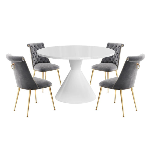 48 Mesa de comedor de lujo ligera blanca de alto brillo con encimera grande