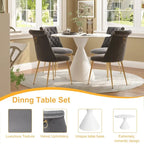 48 Mesa de comedor de lujo ligera blanca de alto brillo con encimera grande