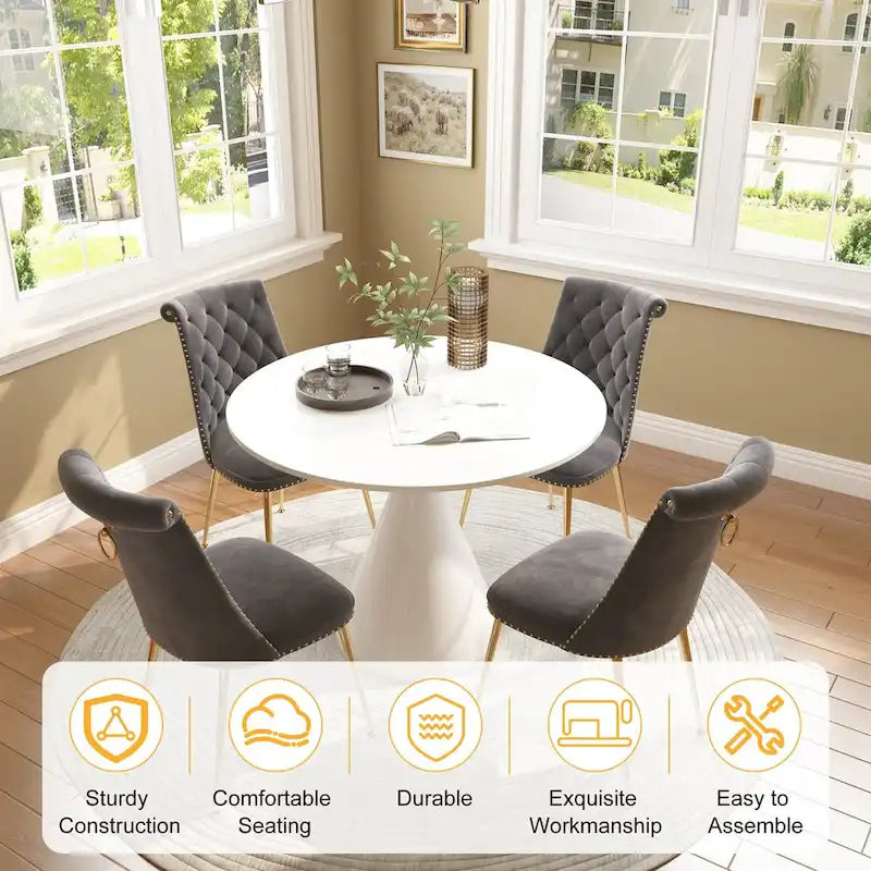 48 Mesa de comedor de lujo ligera blanca de alto brillo con encimera grande