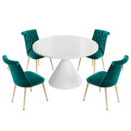 48 Mesa de comedor de lujo ligera blanca de alto brillo con encimera grande
