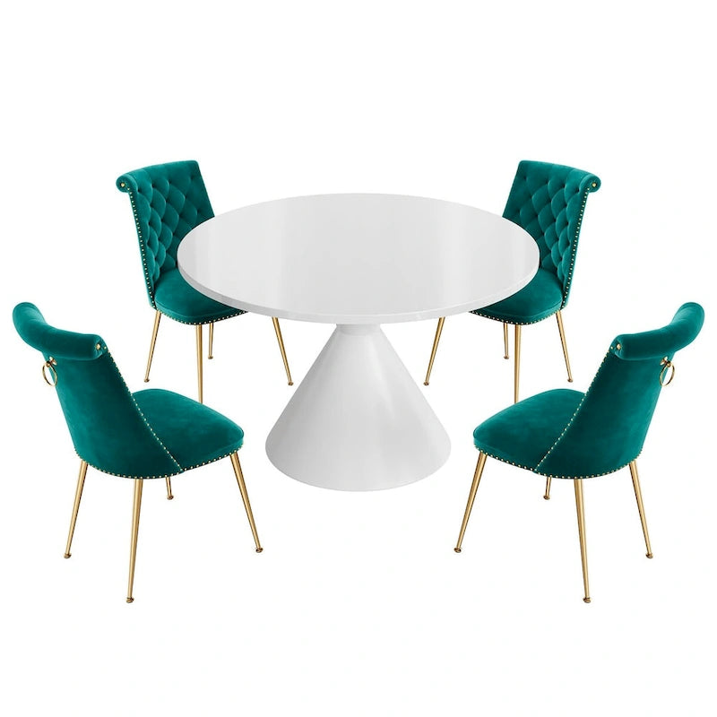 48 Mesa de comedor de lujo ligera blanca de alto brillo con encimera grande