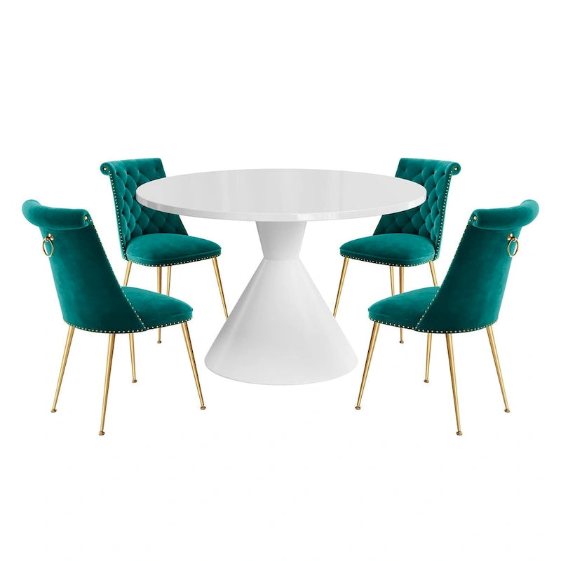 48 Mesa de comedor de lujo ligera blanca de alto brillo con encimera grande