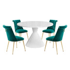 48 Mesa de comedor de lujo ligera blanca de alto brillo con encimera grande