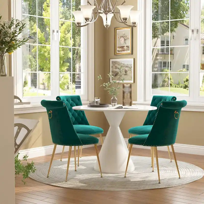 48 Mesa de comedor de lujo ligera blanca de alto brillo con encimera grande