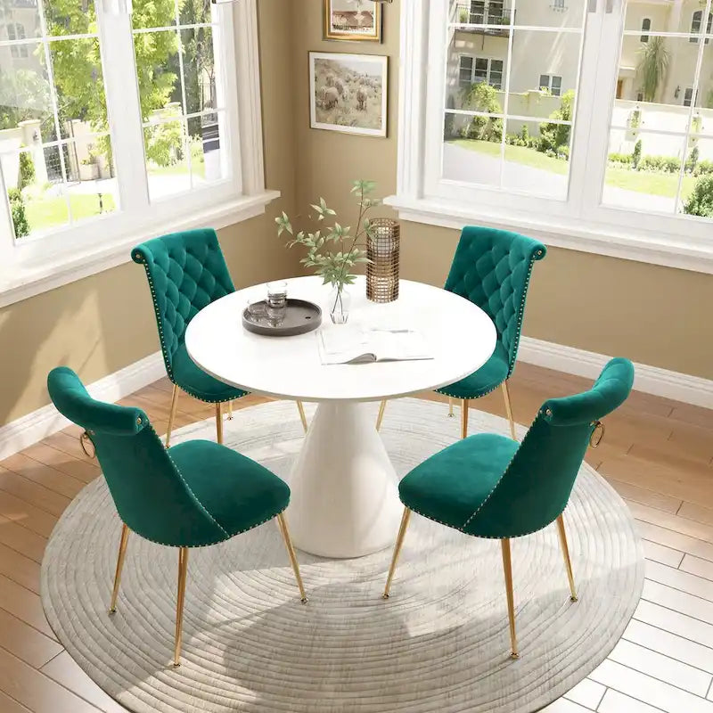 48 Mesa de comedor de lujo ligera blanca de alto brillo con encimera grande