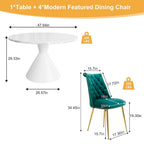 48 Mesa de comedor de lujo ligera blanca de alto brillo con encimera grande