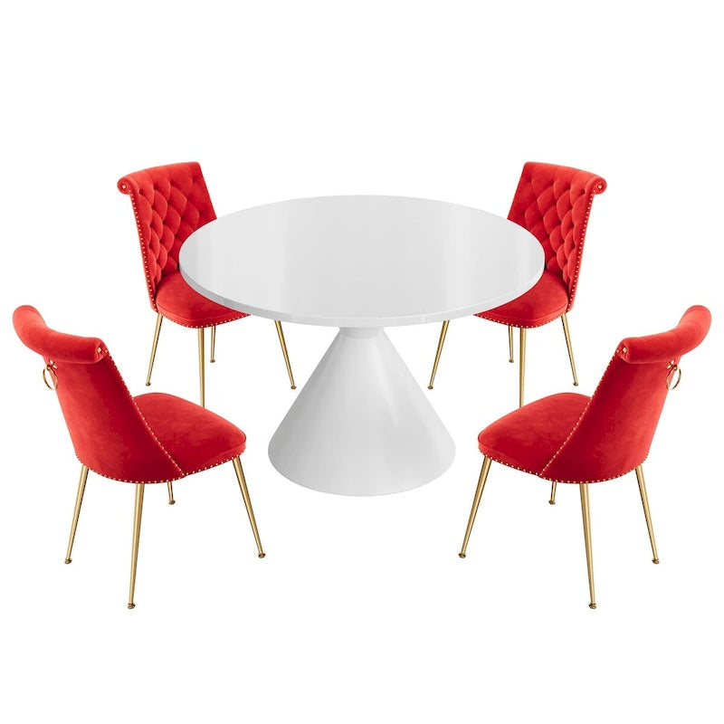 48 Mesa de comedor de lujo ligera blanca de alto brillo con encimera grande