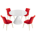 48 Mesa de comedor de lujo ligera blanca de alto brillo con encimera grande
