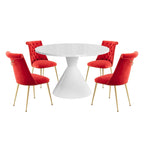 48 Mesa de comedor de lujo ligera blanca de alto brillo con encimera grande