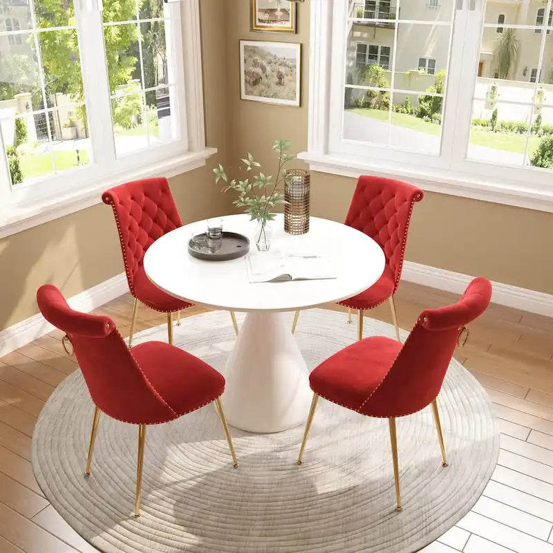 48 Mesa de comedor de lujo ligera blanca de alto brillo con encimera grande