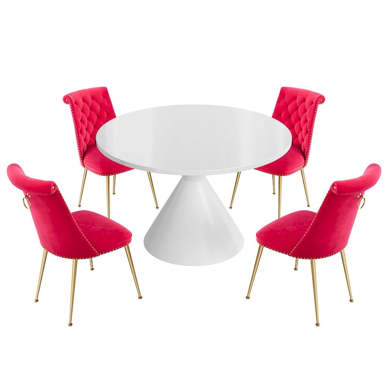 48 Mesa de comedor de lujo ligera blanca de alto brillo con encimera grande