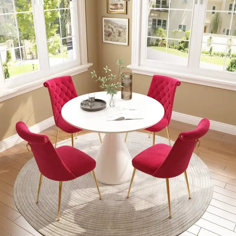 48 Mesa de comedor de lujo ligera blanca de alto brillo con encimera grande