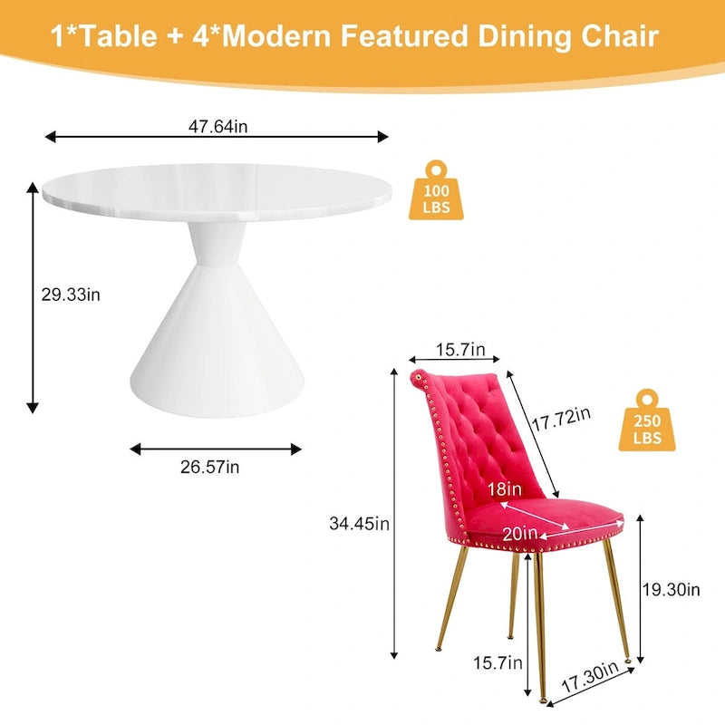 48 Mesa de comedor de lujo ligera blanca de alto brillo con encimera grande