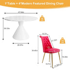 48 Mesa de comedor de lujo ligera blanca de alto brillo con encimera grande