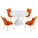 48 Mesa de comedor de lujo ligera blanca de alto brillo con encimera grande