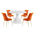 48 Mesa de comedor de lujo ligera blanca de alto brillo con encimera grande