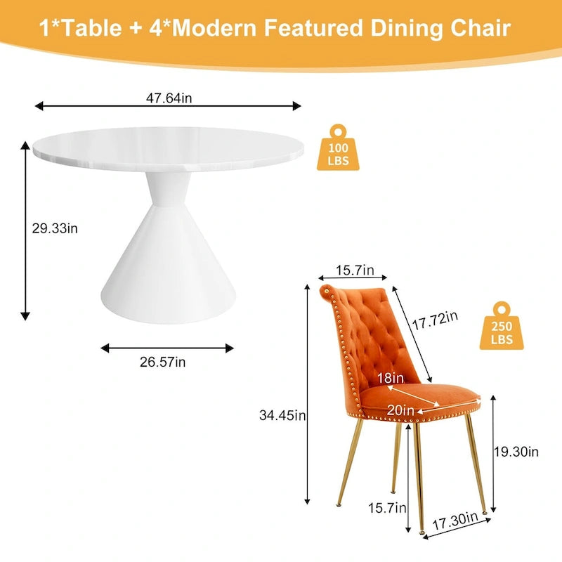 48 Mesa de comedor de lujo ligera blanca de alto brillo con encimera grande