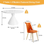 48 Mesa de comedor de lujo ligera blanca de alto brillo con encimera grande