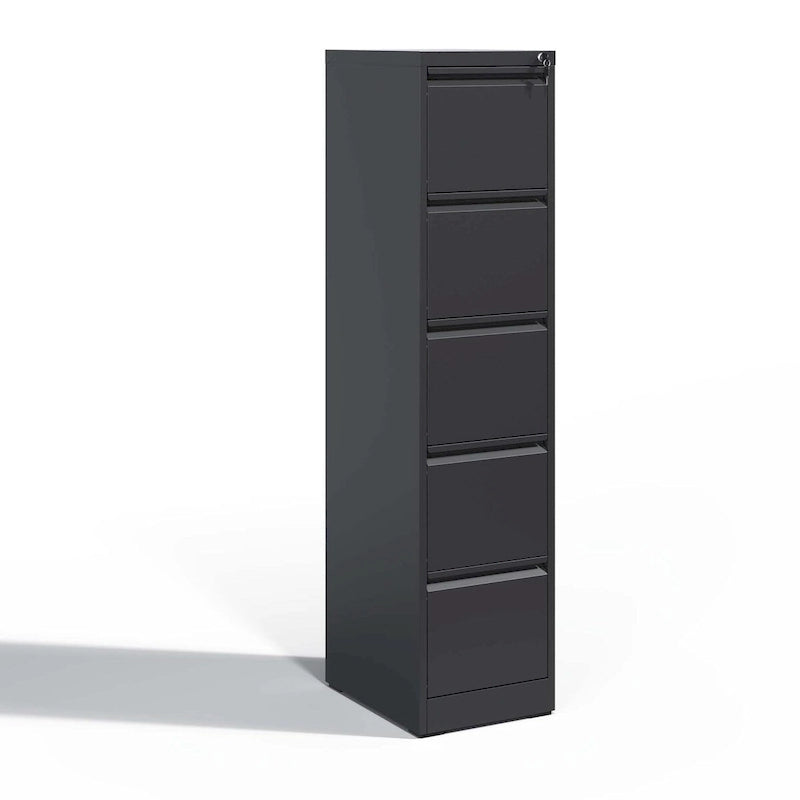 Archivador metálico vertical de 5 cajones con cerradura