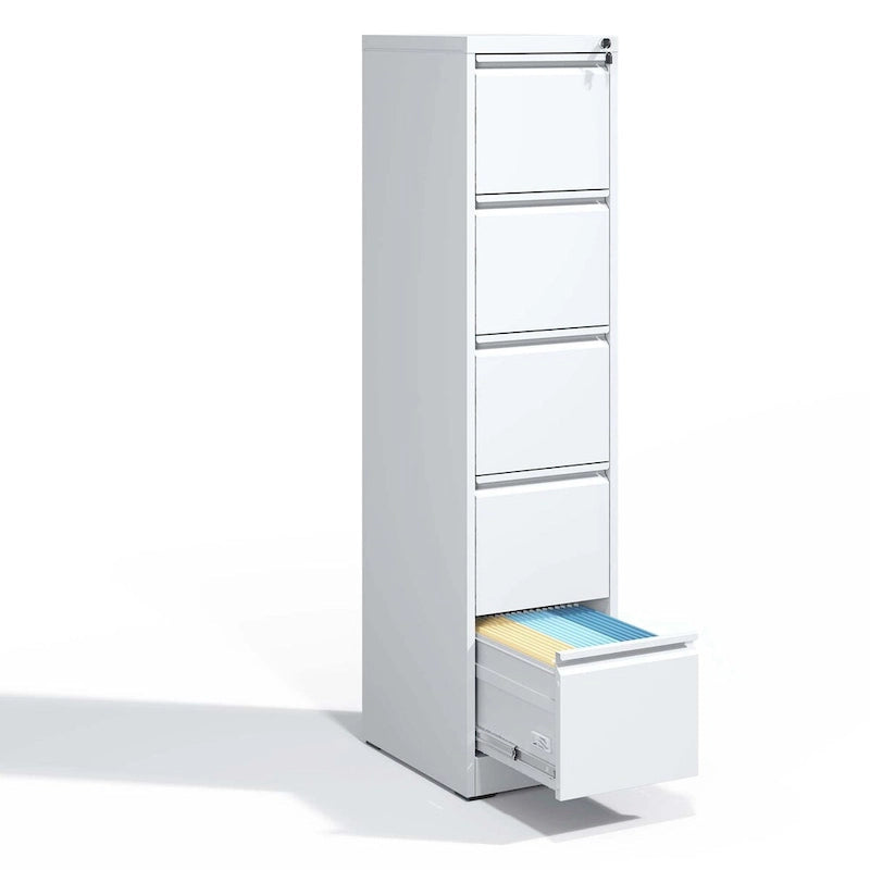 Archivador metálico vertical de 5 cajones con cerradura