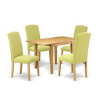 Mesa de comedor rectangular con sillas de tela de lino Limelight, roble