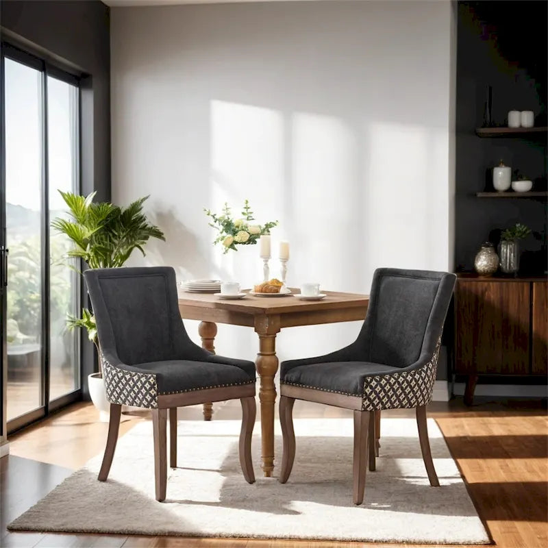 Silla de Comedor Ultra Lateral, Sillas de Tela Engrosada con Patas de Madera Maciza