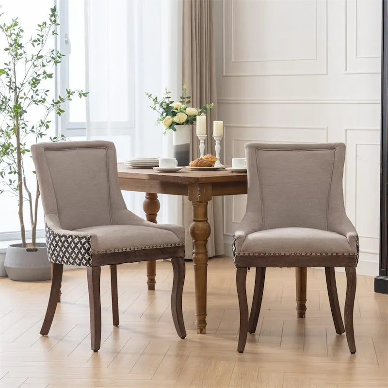 Silla de Comedor Ultra Lateral, Sillas de Tela Engrosada con Patas de Madera Maciza