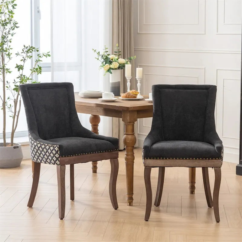 Silla de Comedor Ultra Lateral, Sillas de Tela Engrosada con Patas de Madera Maciza