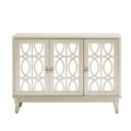 Aparador con 3 puertas de cristal de espejo y tirador plateado - 47.2L x 15.6W x 33.9H
