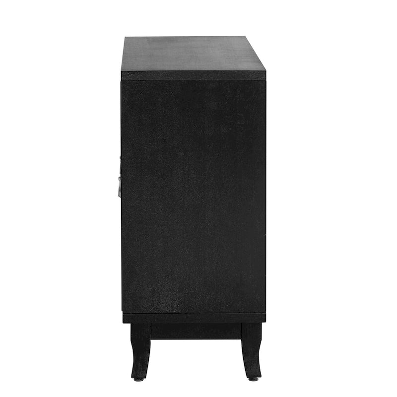 Aparador con 3 puertas de cristal de espejo y tirador plateado - 47.2L x 15.6W x 33.9H