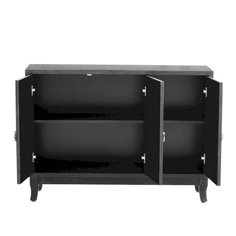 Aparador con 3 puertas de cristal de espejo y tirador plateado - 47.2L x 15.6W x 33.9H
